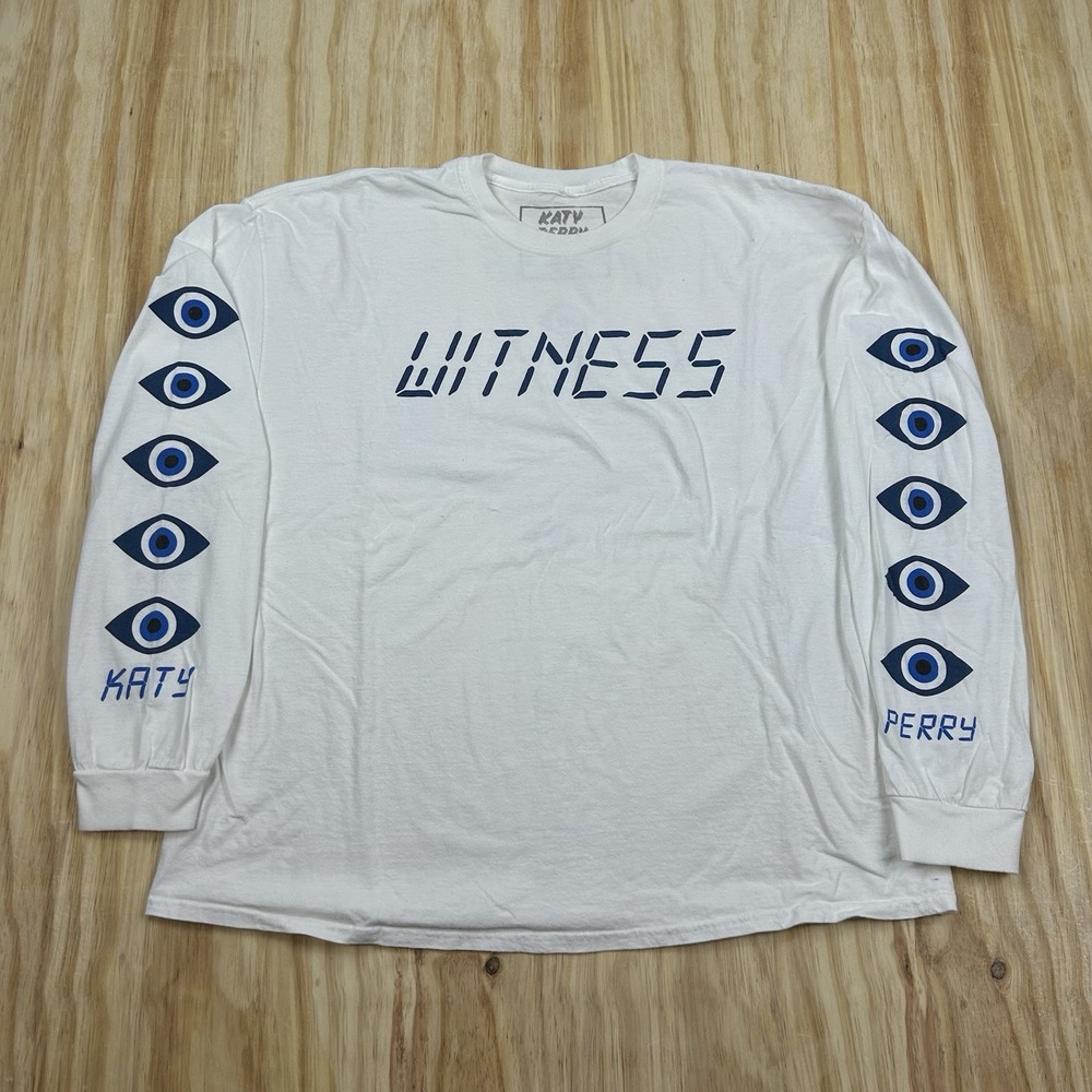 KATY‎ PERRY 2XL White Double Sided Long Sleeve WITNESS Concert Tour T-Shirt